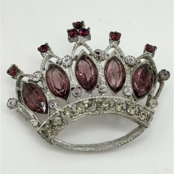 Vintage CFW estate purple crown brooch pin